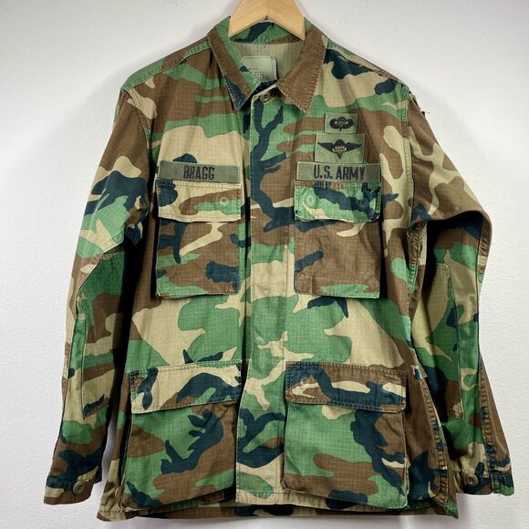 Vintage Army Woodland Fatigue Shirt Small-Regular VTG Army Airborne BRAGG Sm/Reg - Picture 11 of 16